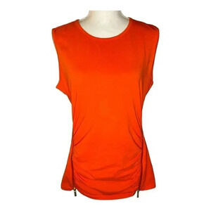 Michael Kors Women’s XL Orange Sleeveless Ruched Zippered‎ Sides Stretchy Top